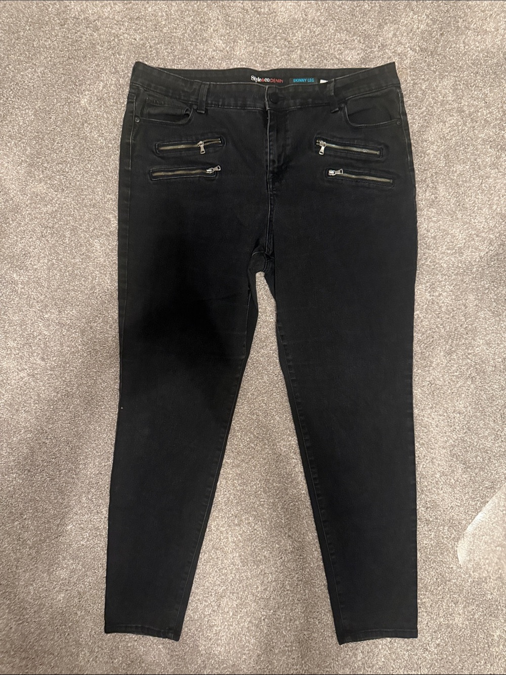 Style & Co. Black Skinny Jeans with Decorative Front Zippers